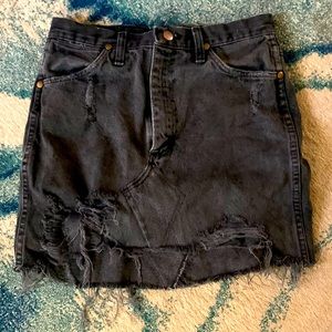 Black denim mini skirt Furst of a Kind distressed